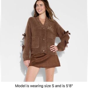 Sanrio Hello Kitty eyelash Sweater Cardigan with Bows S/M